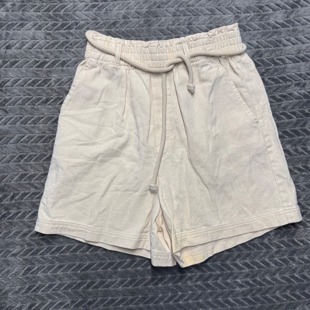 Gentle Fawn Paperbag Shorts Small Cream Cotton Elastic Drawstring (1868)